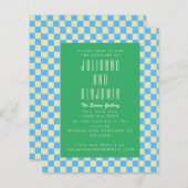 Budget Retro Checkerboard Blue Green Wedding (Voorkant / Achterkant)