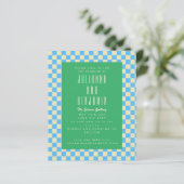 Budget Retro Checkerboard Blue Green Wedding (Staand voorkant)