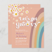 Budget Retro Laten we Groovy Daisy Rainbow Verjaar (Voorkant / Achterkant)
