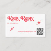 Budget Retro Rood & Wit Trouwwebsite QR Code Informatiekaartje (Voorkant)