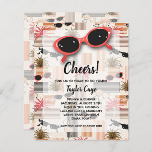 Budget Retro Sunbril 50th Birthday Invitations