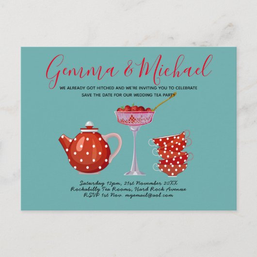 Budget Retro Thee Feest Uitnodiging Rockabilly Jar (Voorkant)