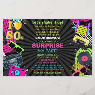 Budget Retro Volledig Geweldige 80s feestuitnodigi