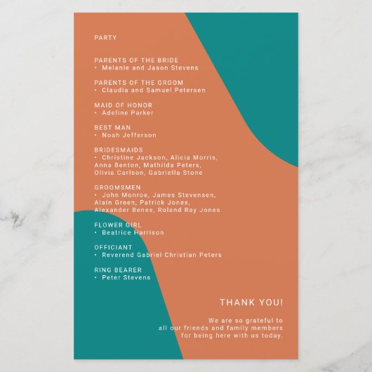 Budget retro wedding program template (Achterkant)