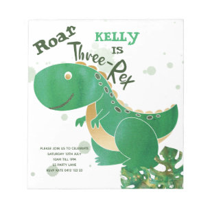 BUDGET Roar, Three-Rex Cute Dinosaur Invitation Notitieblok