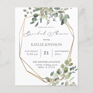 Budget Robuust Eucalyptus & Gold Vrijgezellenfeest Flyer