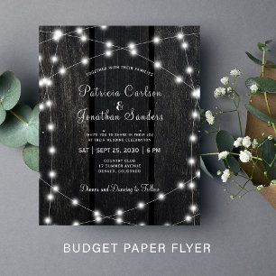 Budget robuuste schuur houten lichten trouw uitnod flyer