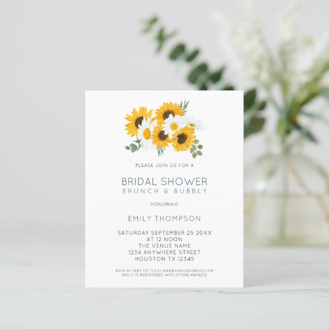 Budget Robuuste Sunflower Bridal Shower Invitation (Staand voorkant)