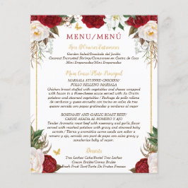 Budget Rode Bloemen Tweetalige Quinceañera Menu