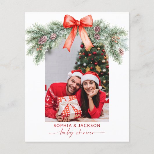 Budget Rode Boog Kerstman Baby shower Uitnodigen (Achterkant)