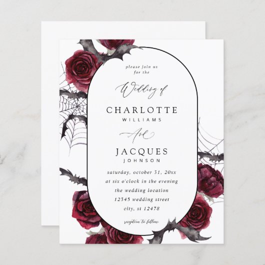 Budget Rode Roos Halloween Vleermuizen Trouwen- Wi (Voorkant / Achterkant)