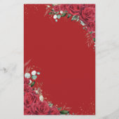 Budget Rode Rozen Bloemen Menu Blad (Achterkant)