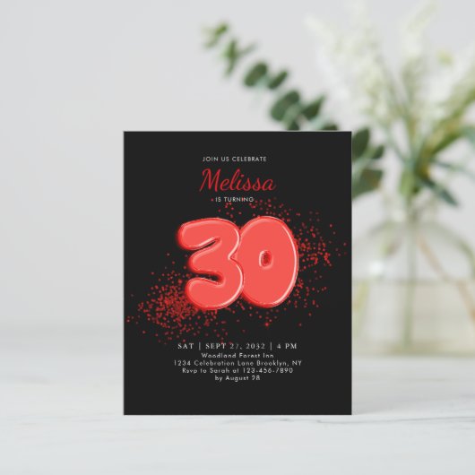 BUDGET Rode zwarte ballonnen Confetti Verjaardag v (Staand voorkant)