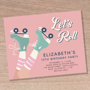 Budget Roller Skating Birthday Party Invitation