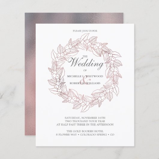 BUDGET Romantic Elegant Roos Gold Wreath Weddensch (Voorkant / Achterkant)