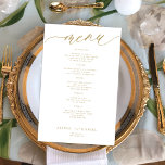 Budget romantique typographie or menu mariage<br><div class="desc">Script de calligraphie minimaliste simple et tendance texte personnalisé modèle BUDGET carte de menu mariage abordable.</div>