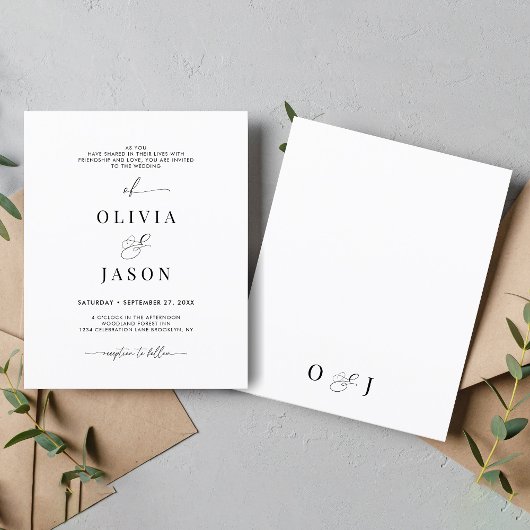 BUDGET Romantisch Script Zwart Wit Initiaal bruilo