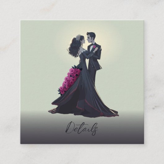 Budget Romantische Gotische Lovers QR-code details Informatiekaartje (Voorkant)