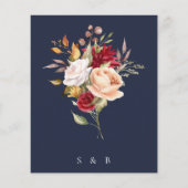 Budget Romantische Herfst Floral Navy Blue Bruilof (Achterkant)