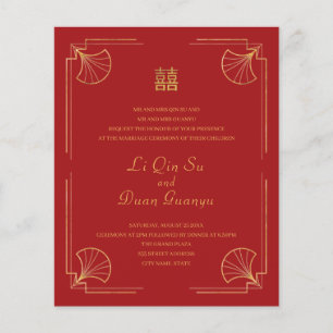 Budget Rood & Goud Dubbel Geluk Chinese Trouwdag Flyer
