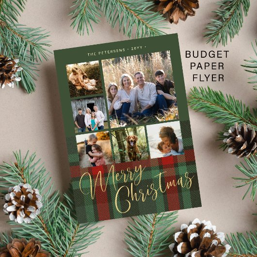 Budget rood groen plaid multiphoto Vrolijk kerstfe Flyer