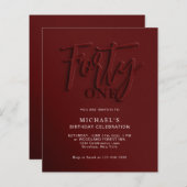 BUDGET Rood Script Veertig 40e Volwassene Verjaard (Voorkant / Achterkant)