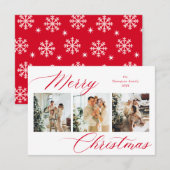 Budget Rood Script Vrolijk Kerstfeest Fotocollage Notitiekaartje (Voorkant / Achterkant)
