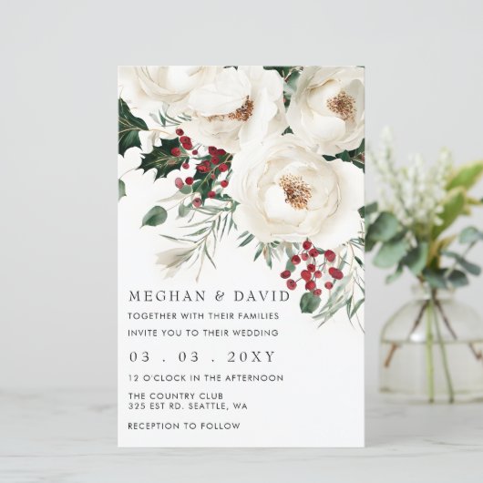 Budget Rood Wit Kerstmis Uitnodiging (Staand voorkant)