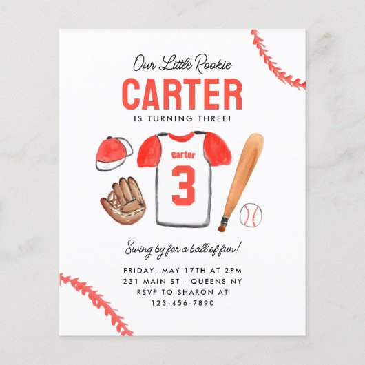 Budget Rookie van het Jaar Honkbal Shirt Verjaarda (Voorkant)