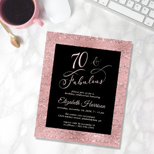 Budget Roos Gold 70th Birthday Party Invitation