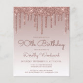 Budget Roos Gold 90th Birthday Party Invitation (Voorkant)