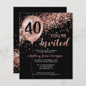 Budget Roos Gold Balloon Black 40e verjaardag (Voorkant / Achterkant)