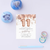 Budget Roos Gold Balloons 11e uitnodiging Flyer (Enkel)