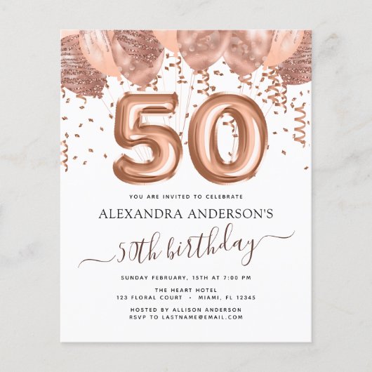 Budget Roos Gold Balloons 50e verjaardag Flyer (Voorkant)