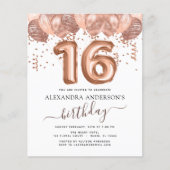 Budget Roos Gold Balloons Sweet 16 Birthday Flyer (Voorkant)