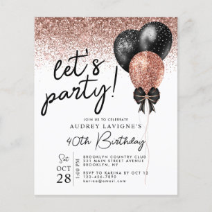 Budget Roos Gold Black Glitter Balloon Birthday