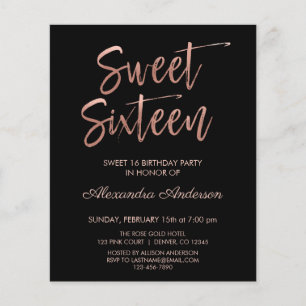 Budget Roos Gold Black Sweet Sixteen Birthday Flyer