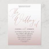 Budget Roos Gold Calligraphy Wedding Invitation (Voorkant)