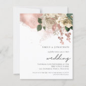 Budget Roos Gold Champagne Florals Wedding Invite (Voorkant)