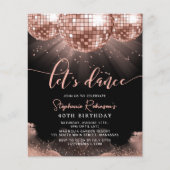 Budget Roos Gold Disco Ball 40e verjaardag Uitnodi (Voorkant)