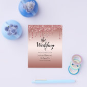 Budget Roos Gold Driving Glitter WEDDING Invite Flyer (Enkel)