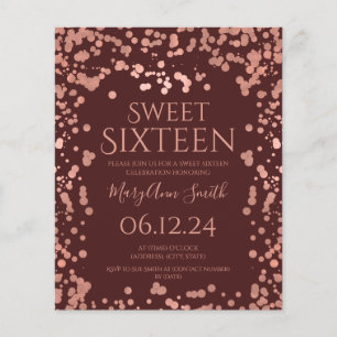 Budget Roos Gold Foil Confetti Sweet 16th Burgundy Flyer