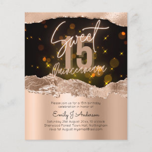 BUDGET Roos Gold Foil Glitter Quinceanera 15th Fly Flyer