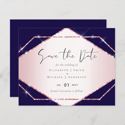 Budget Roos Gold Foil Kijk Geometric Wedding (Voorkant / Achterkant)