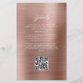 Budget Roos Gold Glam QR Code Huwelijksuitnodiging (Achterkant)