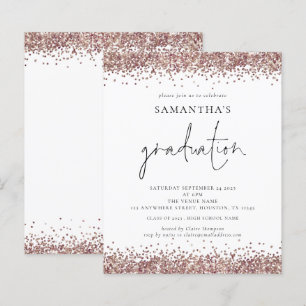 Budget Roos Gold Glitter 2024 Afstuderen Invite
