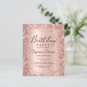 Budget Roos Gold Glitter 40th Birthday Invitation (Staand voorkant)