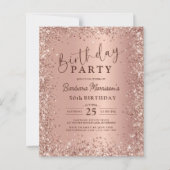 Budget Roos Gold Glitter 50th Birthday Invitation (Voorkant)