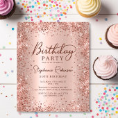 Budget Roos Gold Glitter 50th Birthday Invitation