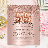 Budget Roos Gold Glitter 55e Verjaardagsuitnodigin